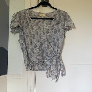 Anthropologie Paisley Floral Tie Wrap Blouse